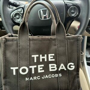 Marc Jacobs Brown Canvas Tote Bag with White Logo